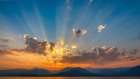USA, Washington State, Seabeck. Vivid sunset over Hood Canal and Olympic Mountains. Art Print